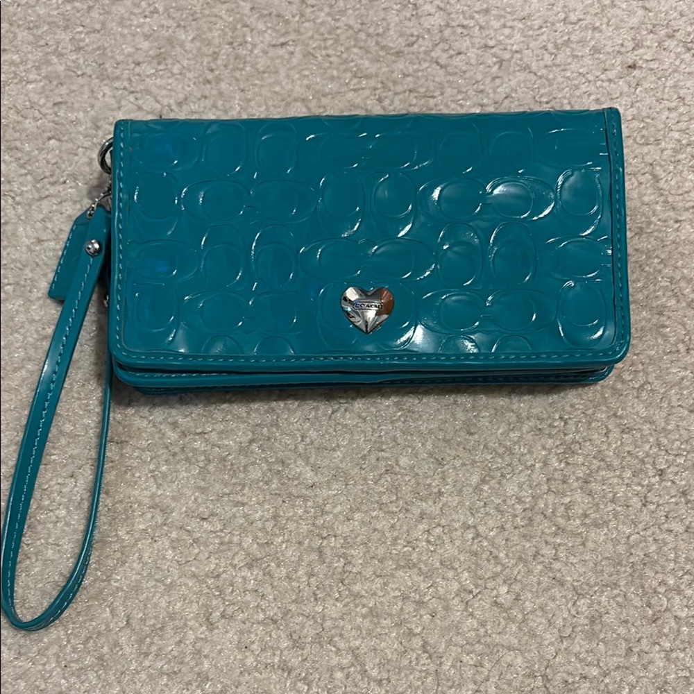 Coach Teal Wristlet Clutch